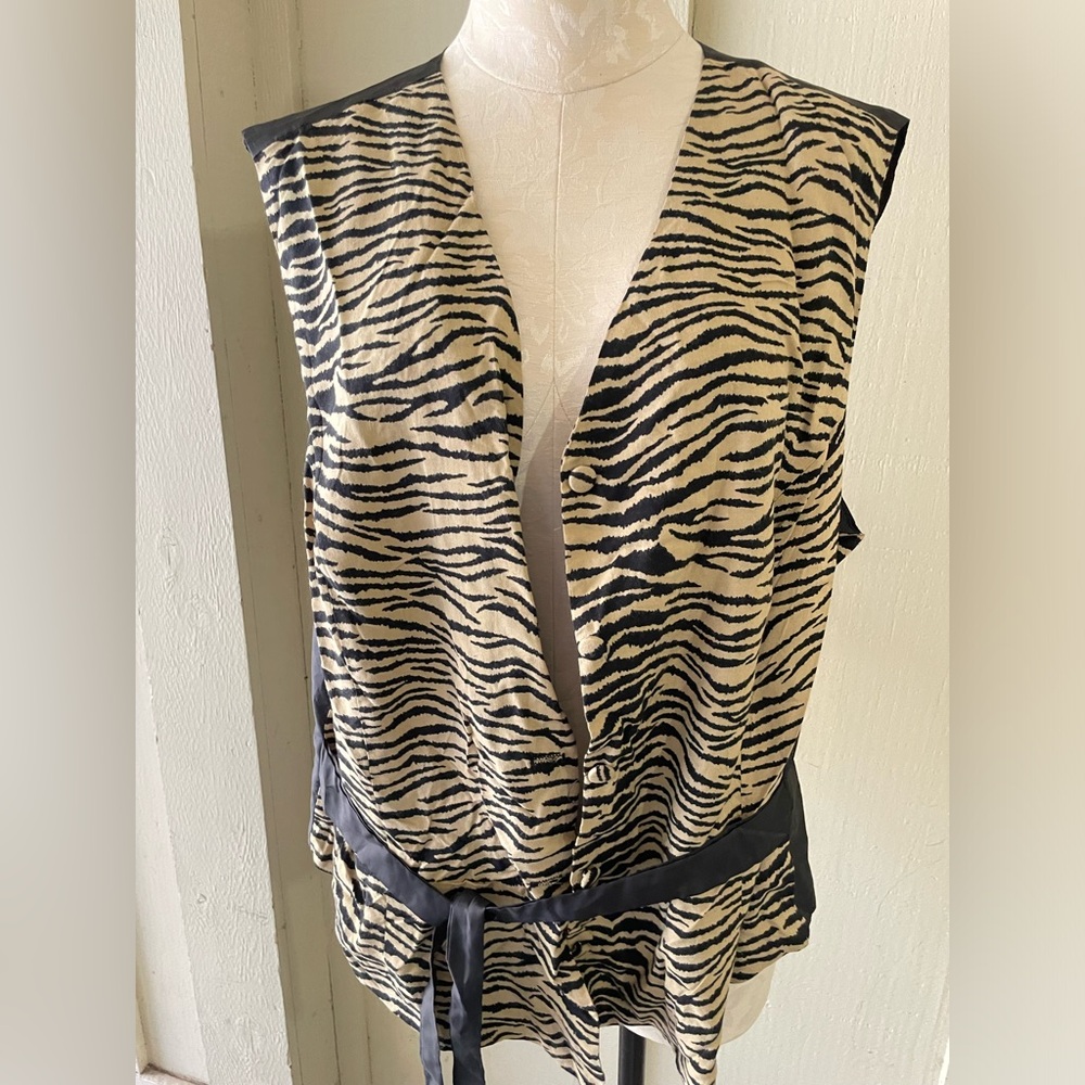 Tiger print button down wrap top
